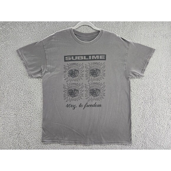 Sublime Shirt Mens XL 40 Oz to Freedom Graphic T-Shirt Gray Sun Band Tee - Picture 1 of 5